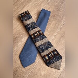 Vintage Designer Tie Bundle | Bill Blass Silk Tie + Aqua Marine Blue Tie